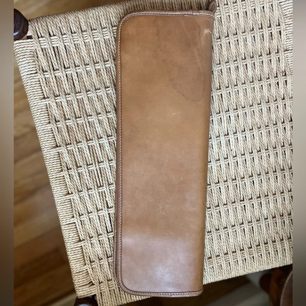 Vintage Gurkha Leather Tie Case Ascot Travel Organizer Tan Zip Necktie Holder